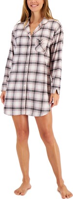 Charter Club Cotton Plaid Flannel Nightshirt, Created for Macy's