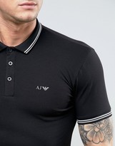 Thumbnail for your product : Armani Jeans Slim Fit Pique Polo Tipped Logo In Black