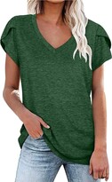 Thumbnail for your product : Younthone T Shirts for Women Fashion Casual V-Neck Short-Sleeved Home Solid Color Simple Top T-Shirt (S