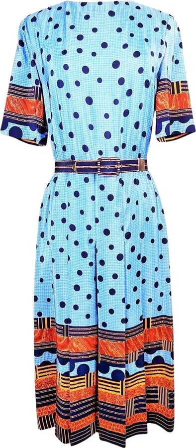 Lanvin A Printed Taffeta Dress By Jules-françois Crahay For Paris Circa 1975