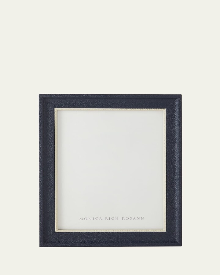Monica Rich Kosann Navy Leather Frame with Cream Accent, 8" x 10"