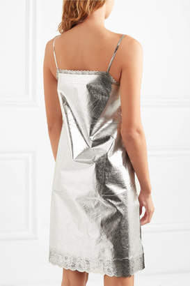 MM6 MAISON MARGIELA Metallic Lace-trimmed Coated-shell Dress - Silver