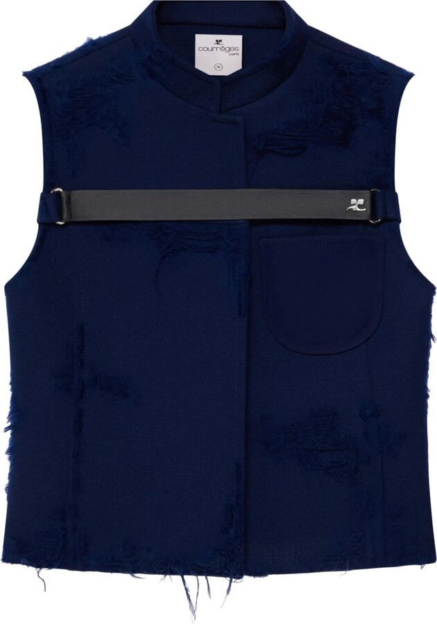 Courreges Distressed-Effect Strap-Detailed Jacket