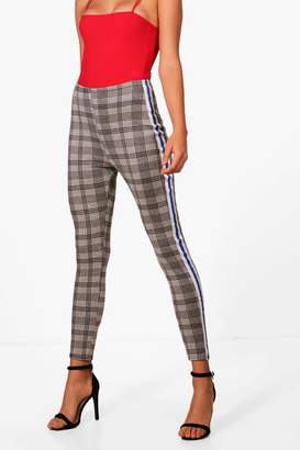 boohoo Contrast Side Check Skinny Trouser