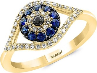 Effy 14K Yellow Gold, Sapphire & Diamond Evil Eye Ring