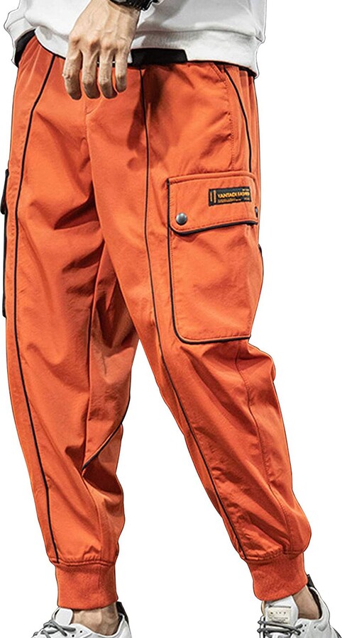 XYXIONGMAO Streetwear Hip Hop Cargo Joggers Pants for Men Casual Pants  Loose Multi-Pocket Outdoor Sports Harem Overalls - Orange - Large -  ShopStyle