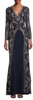 Thumbnail for your product : Tadashi Shoji Long Sleeve Scalloped V-neck Gown