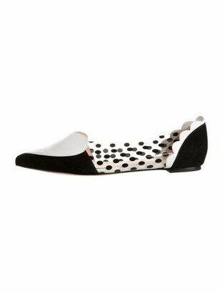 Isa Tapia Suede Leather Trim Embellishment D'Orsay Flats Black