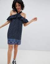 Thumbnail for your product : Daisy Street Cold Shoulder Dress in Border Ditsy Print