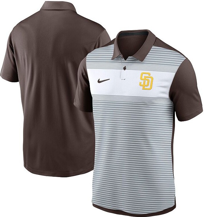 Men's Nike White/Brown San Diego Padres Vapor Striped Performance Polo