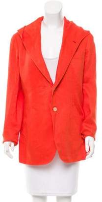 Caruso Linen Hooded Blazer w/ Tags Orange Linen Hooded Blazer w/ Tags