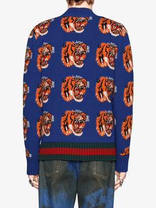 Gucci Tiger jacquard wool cardigan