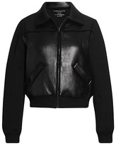 Thumbnail for your product : Majestic Filatures Metallic Zip-Front Leather Bomber Jacket