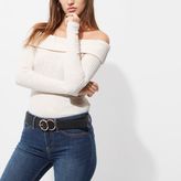 Thumbnail for your product : River Island Womens Light brown brushed rib bardot top