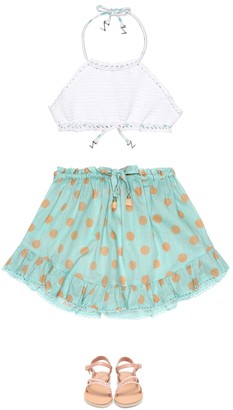 Zimmermann Kids Kirra polka-dot cotton skirt
