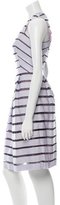 Thumbnail for your product : Lela Rose Grosgrain Striped Mesh Dress