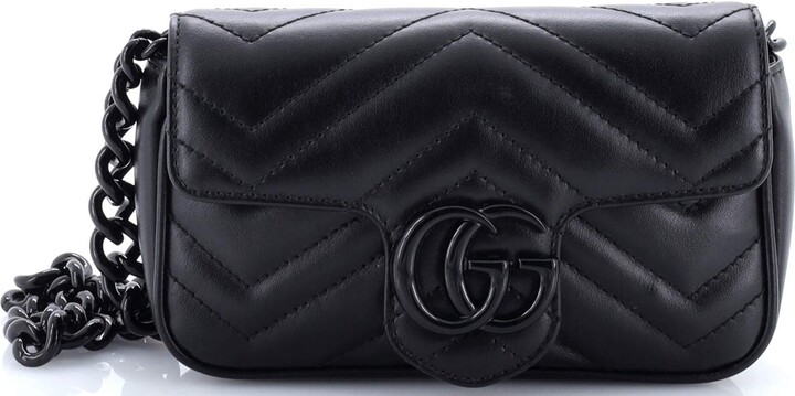 GUCCI GG Marmont Flap Belt Bag Matelasse Leather