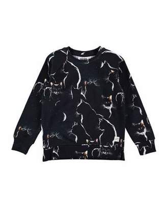 Molo Long-Sleeve Marina Moon Cat Sweatshirt, Size 3-12