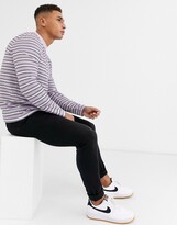 Thumbnail for your product : ASOS DESIGN DESIGN long sleeve striped t-shirt in purple stripe