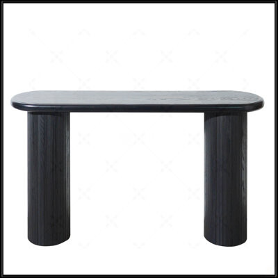 Latitude Run Modern Black Fluted Entryway Console Table 56 Inch Narrow Design For Hallways And Living Rooms