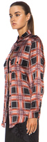 Thumbnail for your product : Rodarte Printed Plaid Silk Top in Multi