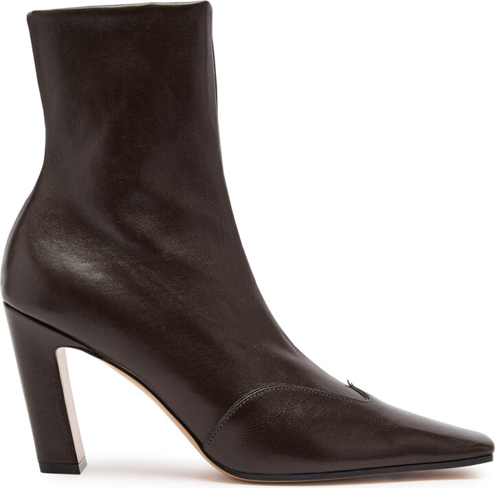 KHAITE Nevada 85 Leather Ankle Boots