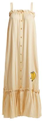 Adriana Degreas - Striped Embroidered Long Dress - Womens - Yellow Stripe