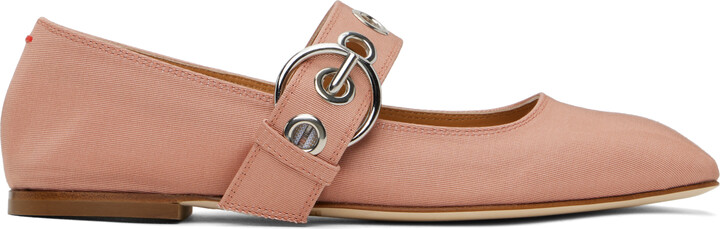 AEYDĒ Pink Uma Eyelet Ballerina Flats