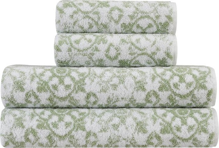 Jessica Simpson Aziza 4-Piece Frosty Green Cotton Towel Set