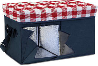 Picnic Time OnivaTM by Gingham-Topped Navy Ottoman Cooler/Seat