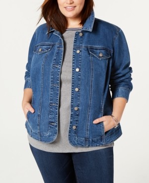 macys plus size denim jacket