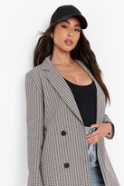 Thumbnail for your product : boohoo Tonal Check Double Breasted Longline Blazer