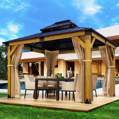 COSIEST 12 Ft. W x 10 Ft. D Solid Wood Patio Gazebo