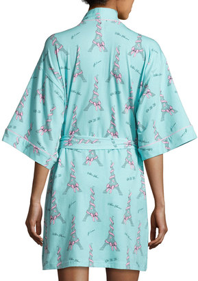 BedHead French Bow Short Kimono Robe, Light Blue