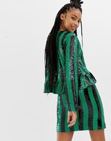 Thumbnail for your product : Collusion striped sequin crop top with ruffle hem