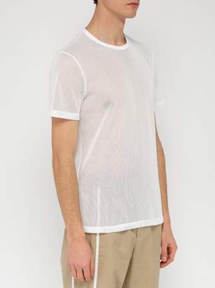 Helmut Lang Back Logo Print Mesh T Shirt - Mens - White