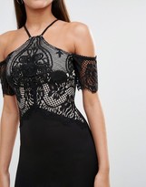 Thumbnail for your product : Lipsy Cold Shoulder Lace Mesh Bodycon Dress
