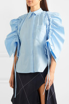 Thumbnail for your product : Antonio Berardi Ruched Cotton-poplin Shirt - Blue