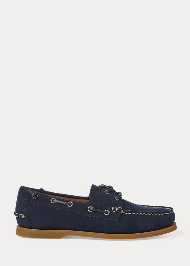 navy suede boat shoes