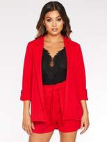 Thumbnail for your product : Quiz Scuba Crepe Gold Button Detail Jacket - Red