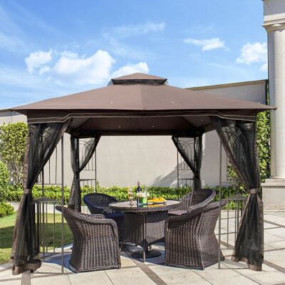 VODYXSEP Outdoor Patio Gazebo Canopy Tent With Ventilated Double Roof And Mosquito Net(Detachable Mesh Screen On All Sides),Suitable For Lawn, Garden, Backyard