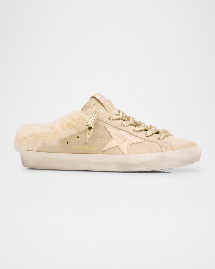 Golden Goose Super-Star Sabot Suede Shearling Slide Sneakers