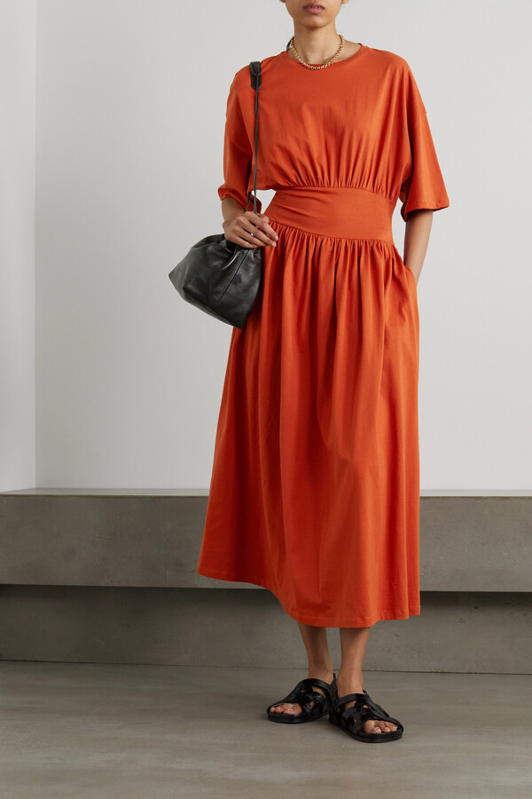 Totême Gathered Organic Cottonjersey Maxi Dress Orange ShopStyle