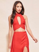 Thumbnail for your product : For Love & Lemons Gabriella Silk Dot Halter in Chili