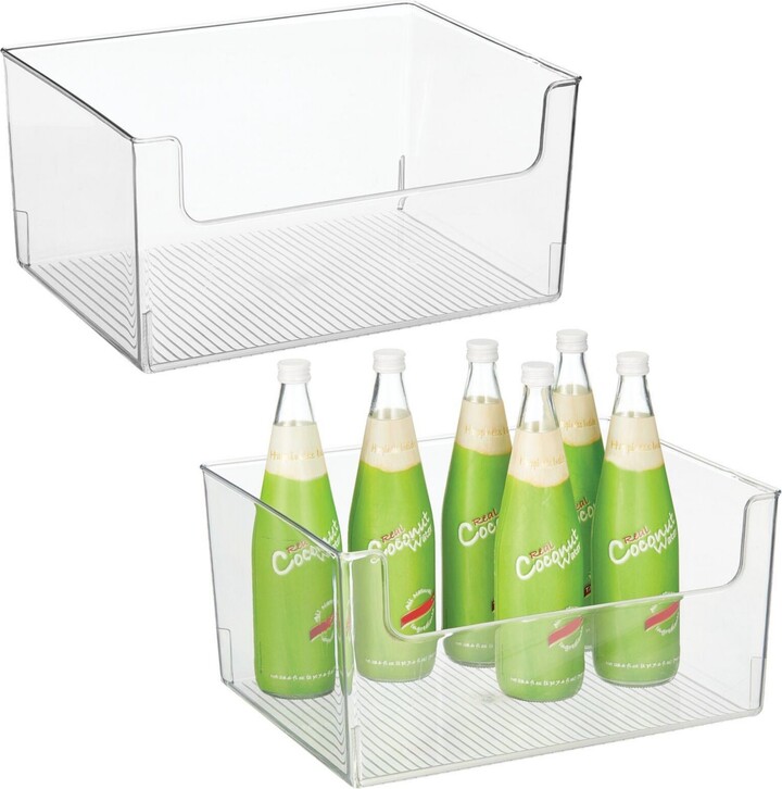mDesign Large Plastic Open Front Kitchen Storage Organizer Bin, 2 Pack