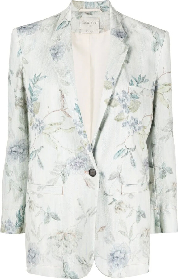 Forte Forte Floral-Print Single-Breasted Blazer