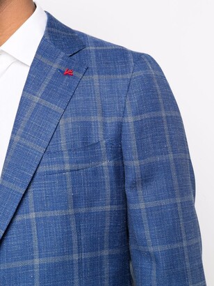 Isaia Check-Pattern Single-Breasted Blazer