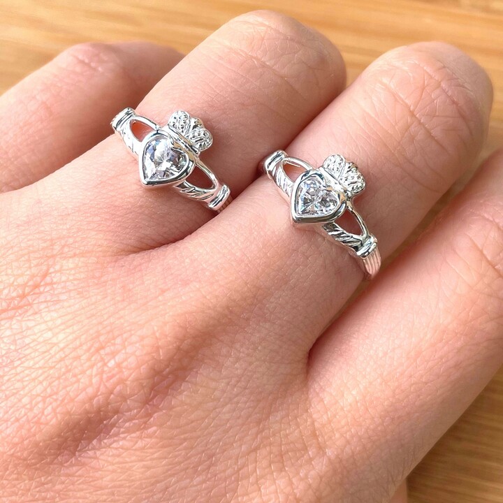 Etsy Sterling Silver Claddagh Ring For Women Cz Ring Irish Promise Jewel Celtic Dainty Stackable Unique Gift