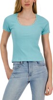 Thumbnail for your product : Derek Heart Juniors' Lace-Trim Scoop Neck Ribbed Knit T-Shirt