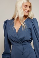 Thumbnail for your product : Little Mistress Lino Blue Button Detail Mini Wrap Dress